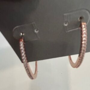 Rose gold pave hoop earrings